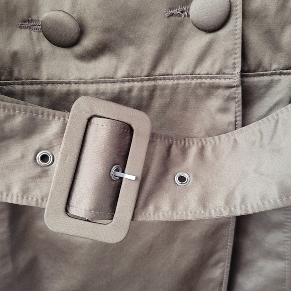 Women's Bronze Trench Coat with Floral Lining Sz M Y2K Vintage - Picture 8 of 11